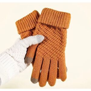 Touchscreen Gloves Unisex Burnt Orange Knit Winter